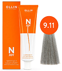 Крем-краска для волос перманентная OLLIN N-Joy 9.11 Блондин интенсивно-пепельный 100 мл. 