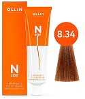 Крем-краска для волос перманентная OLLIN N-Joy 8.34 светло-русый золотисто-медный 100 мл. 