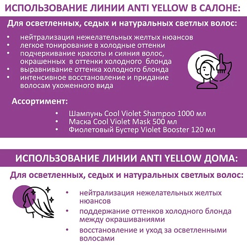 Шампунь для волос нейтрализующий желтые оттенки холодный фиолет TEFIA Ambient Anti Yellow 250 мл