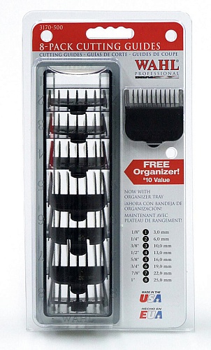 Набор пластиковых насадок черные с касетой для хранения Attachment comb set #1-8  Wahl 3170-517