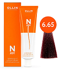 Крем-краска для волос перманентная OLLIN N-Joy 6.65 темно-русый красно-махагоновый 100 мл. 
