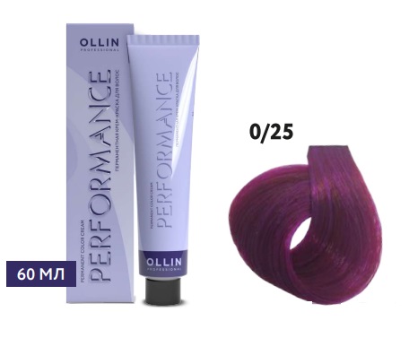 0/25 крем-краска  фиолетово-махагоновый розовый Ollin Performance 60 мл
