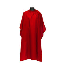Пеньюар красный из матовой ткани с вставкой из прозрачной пленки, на резинке и на крючках 