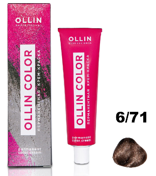 6,71 Крем-краска перманентная темно-русый коричнево-пепельный Ollin Color Ollin Professional 100 мл