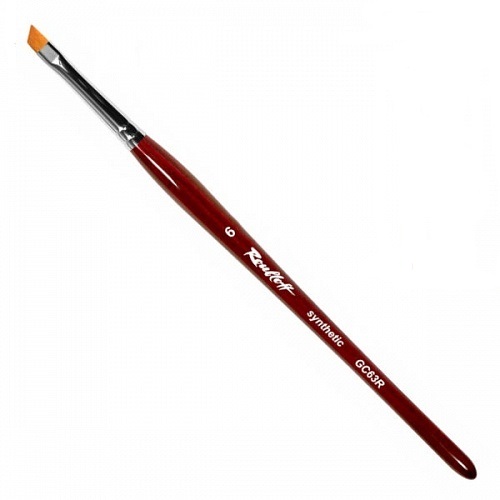 GC63R Кисть рыжая синтетика/ наклонная 6/ ручка фигурная бордовая Roubloff №4