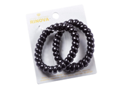 Резинка для волос спиралька цвет черный большой размер 5-6 см пластик  Rinova 2шт