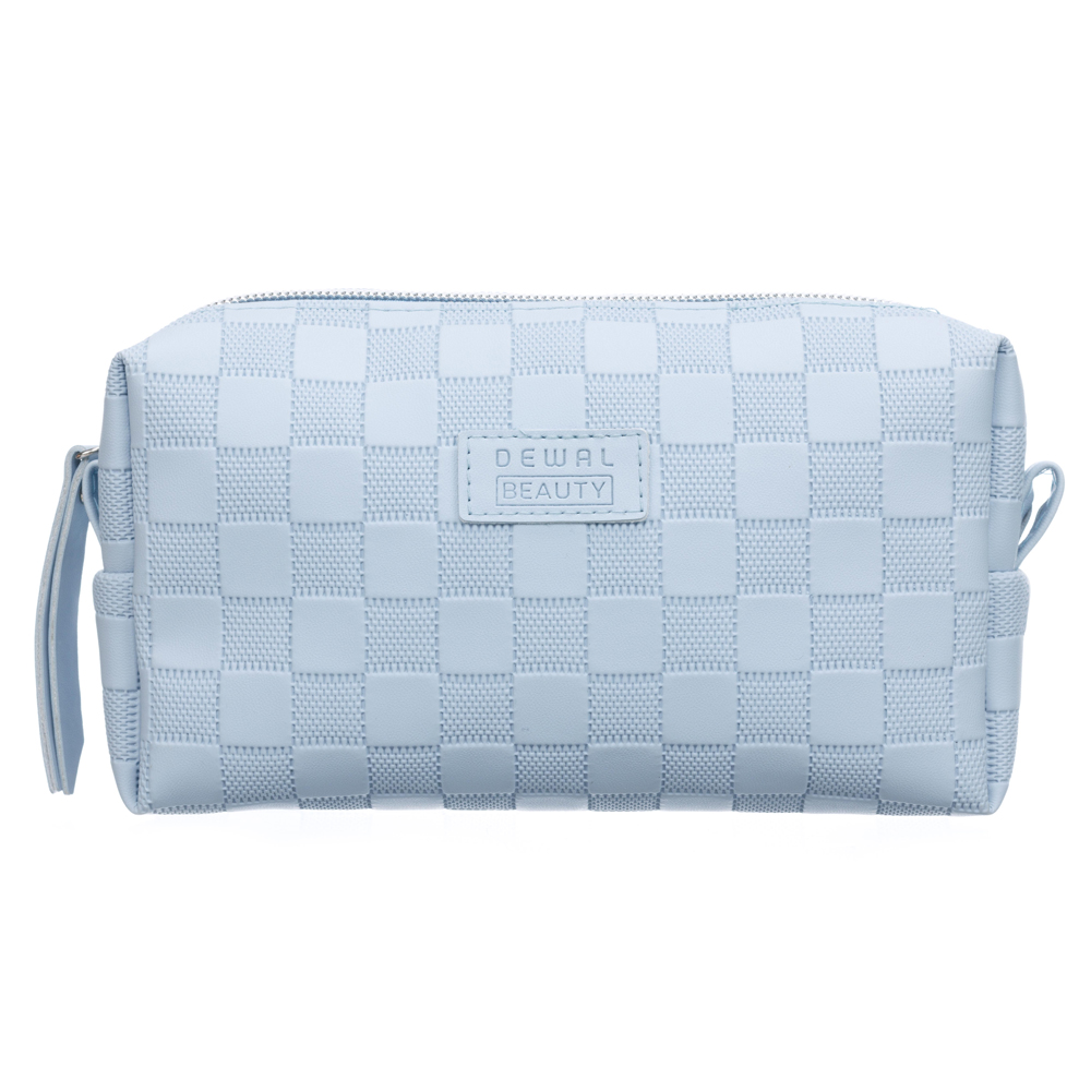 Косметичка для аксессуаров Шашки голубая Dewal Beauty 19,5*6*10 см