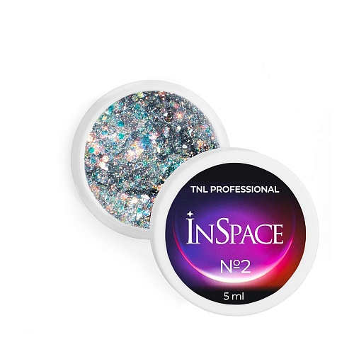 02 Гель для дизайна ногтей светоотражаюший голографические кристаллы InSpace TNL 5 мл