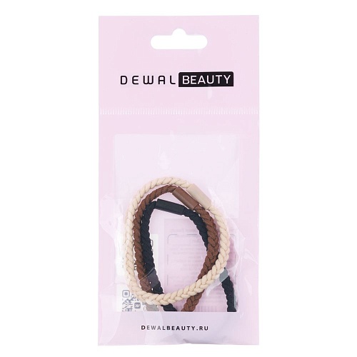 Резинки для волос бежевый, коричневый, черный Dewal Beauty 3 шт