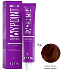 7,4 Гель-краска для волос блондин медный Tone On Tone Hair Coloring Tefia 60 мл
