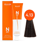 4,13 Крем-краска перманентная шатен пепельно-золотистый N-Joy Ollin Professional 100 мл