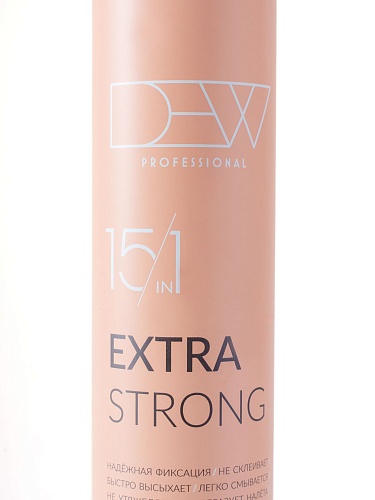 Лак для укладки волос 15в1 экстрасильная фиксация Hairspray Extra Strong DEW Professional 500 мл