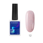 12 Полигель для ногтей жидкий с голографической поталью пудровый Poly Gel TNL 10 мл