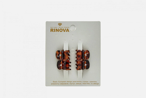 Краб для волос коричневые  малый 1,5см металл пластик  Rinova 4шт