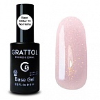 13 База для ногтей камуфлирующая каучуковая с шиммером Glitter Rubber Base Grattol 9 мл