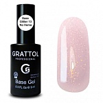 13 База для ногтей камуфлирующая каучуковая с шиммером Glitter Rubber Base Grattol 9 мл