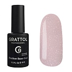 05 База для ногтей камуфлирующая каучуковая с шиммером Glitter Rubber Base Grattol 9 мл