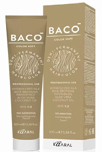 5,30 Крем-краска безаммиачная стойкая светлый золотистый каштан Baco Soft Kaaral 100 мл