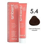 5,4 Крем-краска для волос перманентная светлый брюнет медный Ambient Tefia 60 мл