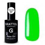 01 База для ногтей камуфлирующая каучуковая Camouflage Neon Rubber Base Grattol 9 мл
