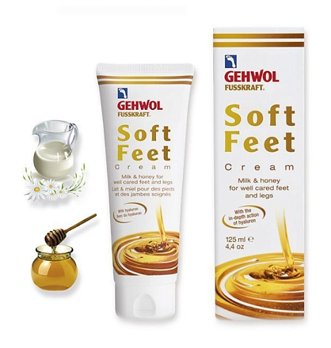Крем для ног шелковый Молоко и мёд с гиалуроновой кислотой Soft Feet Gehwol 125 мл