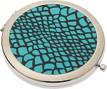 Зеркало карманное круглое Дикая природа Голубая рептилия d7 см Dewal Beauty JM-01234C