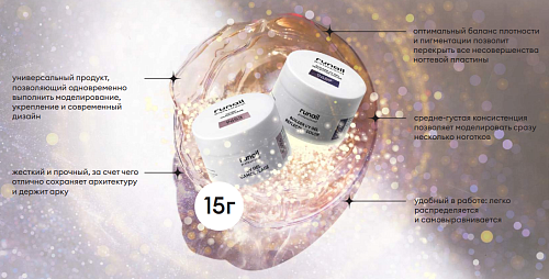 9651 Гель моделирующий УФ светоотражающий Builder UV Gel Reflective Nude Runail 15 гр