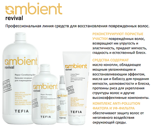 Бальзам-кондиционер для поврежденных волос Repair Balm Ambient Revival Tefia 950 мл