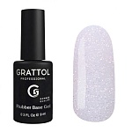 04 База для ногтей камуфлирующая каучуковая с шиммером Glitter Rubber Base Grattol 9 мл