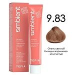 9,83 Крем-краска для волос перманентная очень светлый блонд коричнево-золотистый Ambient Tefia 60 мл
