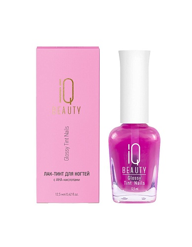 Лак-тинт для ногтей с AHA-кислотами Magenta Ice Glossy Tint Nails IQ Beauty 12,5 мл