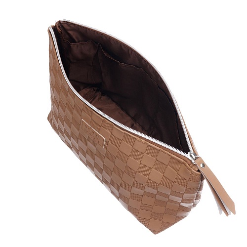 Косметичка для аксессуаров Шашки коричневая Dewal Beauty 23*8,5*17 см