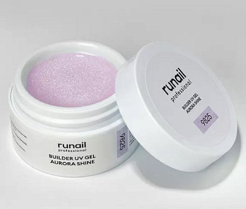 9825 Гель моделирующий УФ с шиммером Builder UV Gel Aurora Shine Runail 15 гр