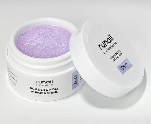 9827 Гель моделирующий УФ с шиммером Builder UV Gel Aurora Shine Runail 15 гр