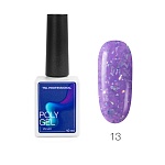 13 Полигель для ногтей жидкий с голографической поталью лиловый Poly Gel TNL 10 мл