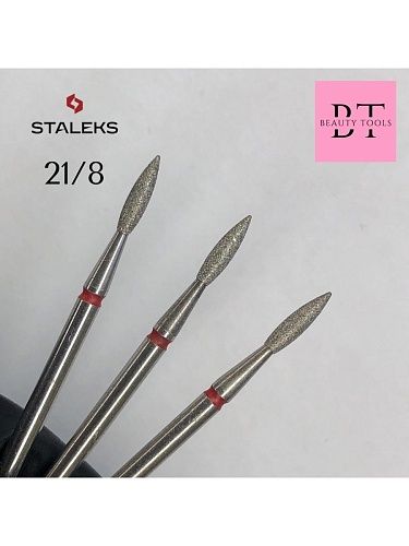 Фреза алмазная пламя острое красная d 2,1 мм рабочая часть 8 мм 104.243XL.514.021 Staleks Pro