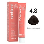 4,8 Крем-краска для волос перманентная брюнет коричневый Ambient Tefia 60 мл