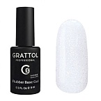 02 База для ногтей камуфлирующая каучуковая с шиммером Glitter Rubber Base Grattol 9 мл