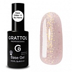 11 База для ногтей камуфлирующая каучуковая с шиммером Glitter Rubber Base Grattol 9 мл