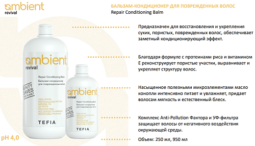 Бальзам-кондиционер для поврежденных волос Repair Balm Ambient Revival Tefia 250 мл