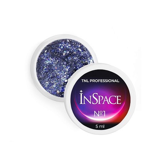 01 Гель для дизайна ногтей светоотражающий оптический фиолетовый InSpace TNL 5 мл