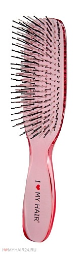 Щетка парикмахерская Русалочка 1801 розовая прозрачная размер M I love my hair