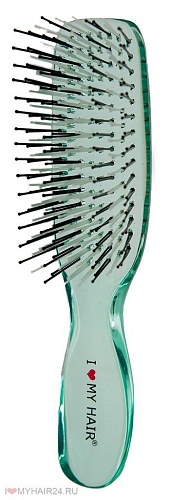 Щетка парикмахерская Русалочка 1803 зеленая прозрачная размер S I love my hair