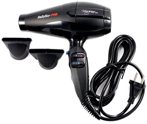Фен для волос Veneziano ионизация 2 насадки 2200 Вт черный BaByliss Pro