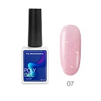 07 Полигель для ногтей жидкий с жемчужной поталью и шиммером розовый Poly Gel TNL 10 мл