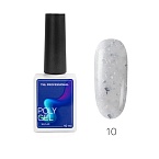 10 Полигель для ногтей жидкий с голографической поталью молочный Poly Gel TNL 10 мл