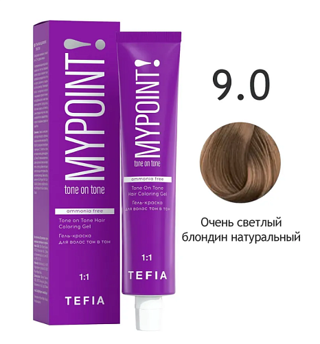 9,0 Гель-краска для волос очень светлый блондин натуральный Tone On Tone Hair Coloring Tefia 60 мл