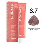 8,7 Крем-краска для волос перманентная светлый блондин фиолетовый Ambient Tefia 60 мл