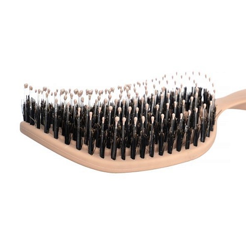 Расческа массажная для волос натуральная щетина Бежевая Hair Brush Solomeya