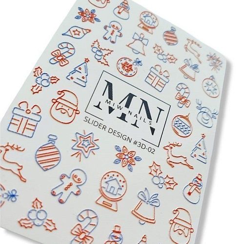 02 Слайдеры для дизайна ногтей Объемный 3D Miw Nails 2 гр (нг)